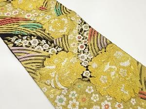 華紋に鳳凰・草花模様織出し袋帯